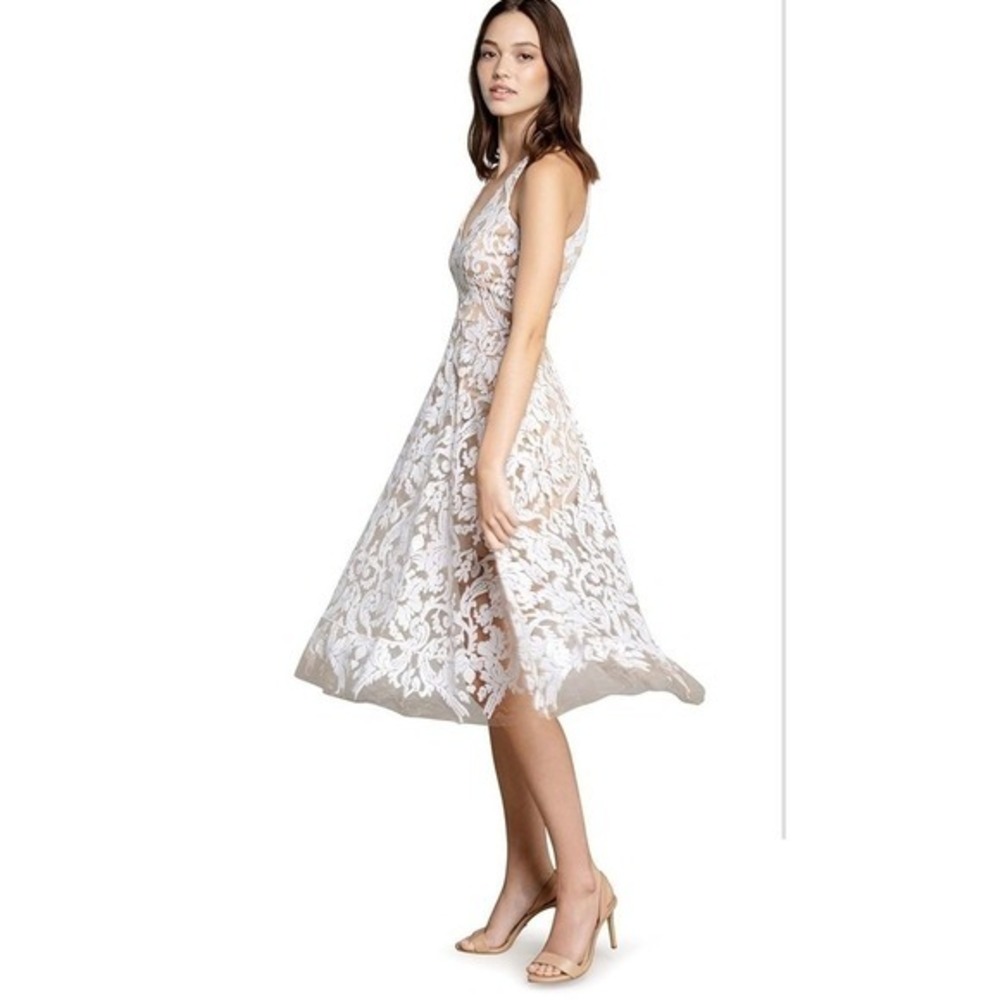 Dress the Population Women's Blair Plunging Fit and Flare Midi Dress Small - Picture 2 of 6